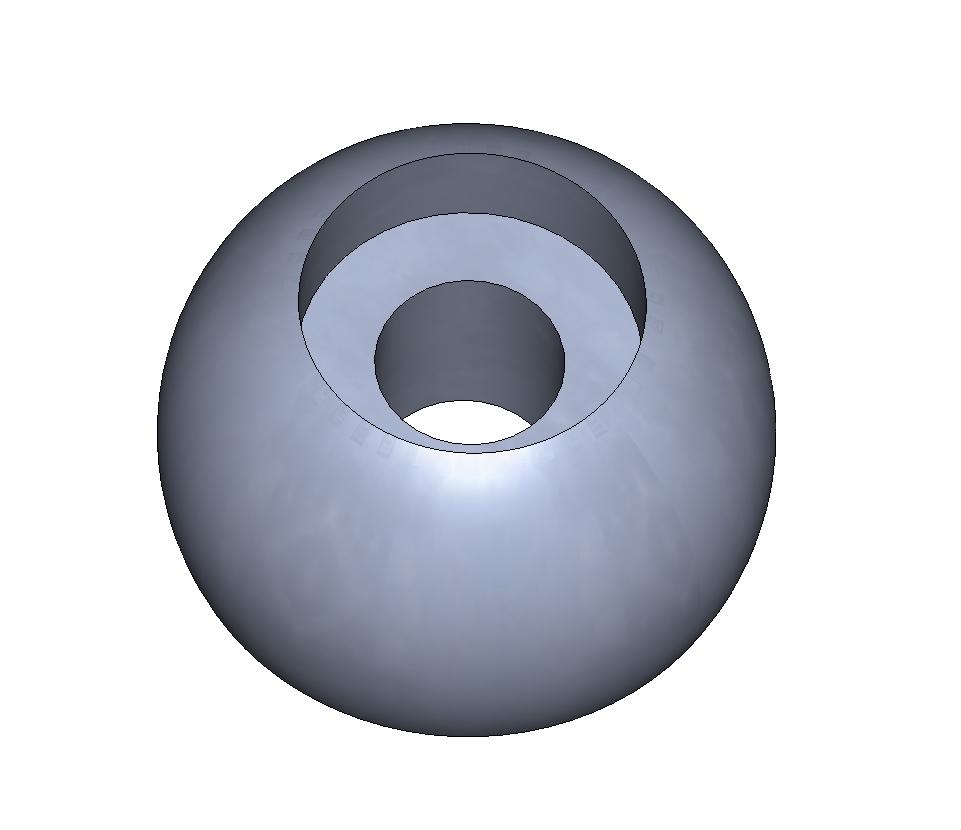 TRUNCATED BALL WITH COUNTER BORED HOLE, STAINLESS STEEL, .2500", ( 1/4"), 6.35 MM